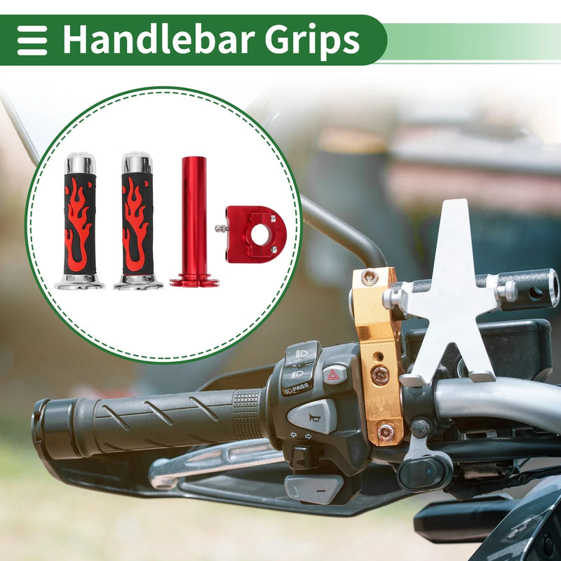 Motorcycle Rubber Red Flame Pattern Hand Grips Cover