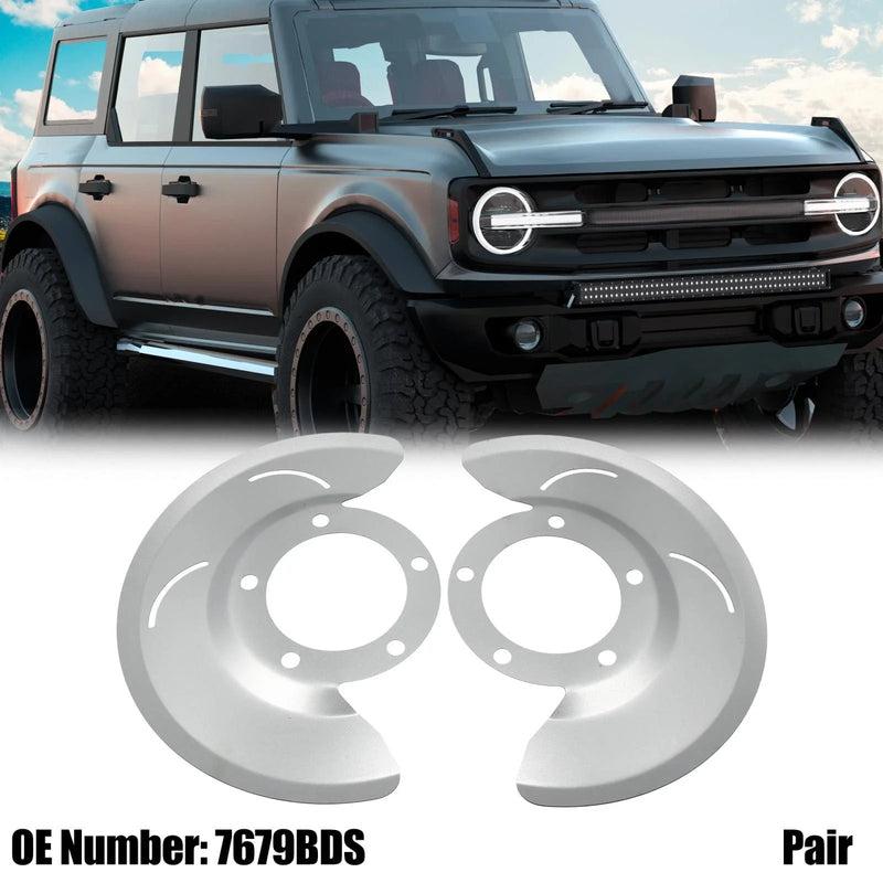 Ford F-150 Front Disc Brake Dust Shields 2 x Silver Tone (1976-1979)