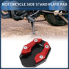 Motorcycle Side Stand Plate Pad with Wrench Aluminum Alloy Red 1 Set