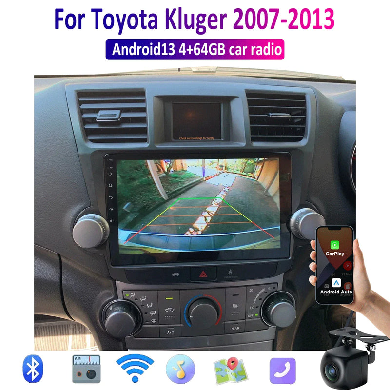 Toyota Kluger 10" Wireless CarPlay Android Auto Head Unit BT Radio (2007-2013)