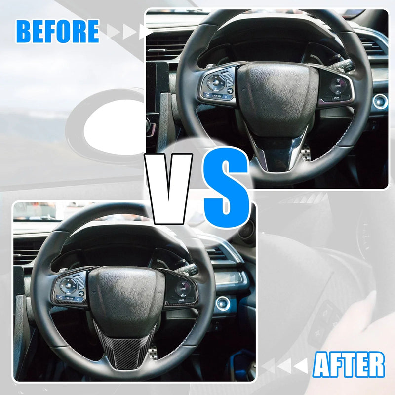 Honda Civic Carbon Fiber Black Steering Wheel Cover (2016-2021)
