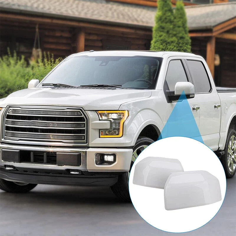 Ford F-150 F150 White Front LH & RH Mirror Covers (2015-2020)