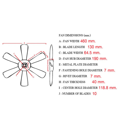 Toyota Hilux LN147 LN167 LN172 192 Engine Cooling Fan Blade