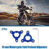 Racing Motorcycle Fork Preload Adjusters 2 x 14mm Aluminum Alloy Blue