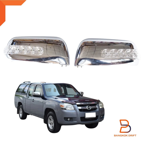 Ford Ranger PJ PK, Mazda BT-50 Ute Chrome LED Mirror Cover Trim (2006-2011)