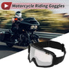 Motorcycle Riding Silver Tone Lens Black Frame TPU Goggles