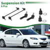 Mazda Tribute 6pcs Front Suspension Kit Outer Tie Rod Ends & Sway Bar Links