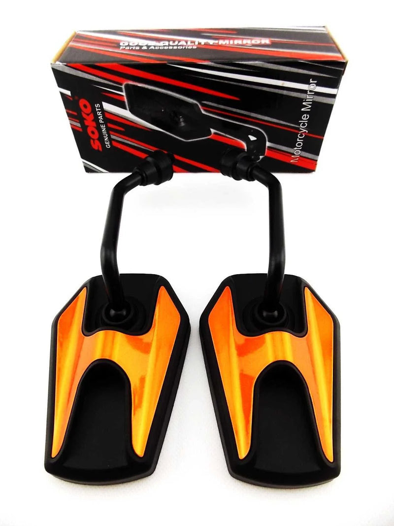 Honda NT650 Hawk GT Black Orange Hex Soko Mirrors (1988-1991)