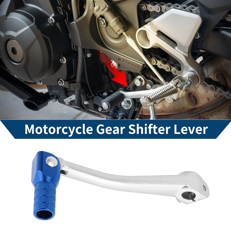 Bosuer 125 Folding Motorcycle Gear Shifter Lever Silver Tone Blue Head