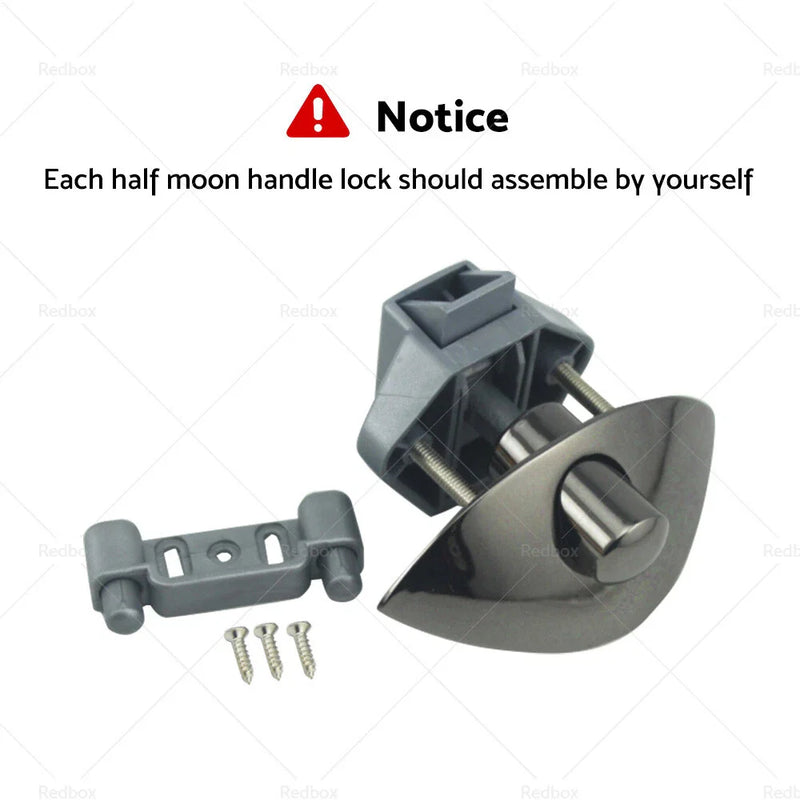 Camper RV Kitchen Cabin Zinc Alloy Half Moon Push Lock Knob