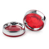 Harley Touring Road Glide Turn Signal Bezels  Red Lens Covers Chrome