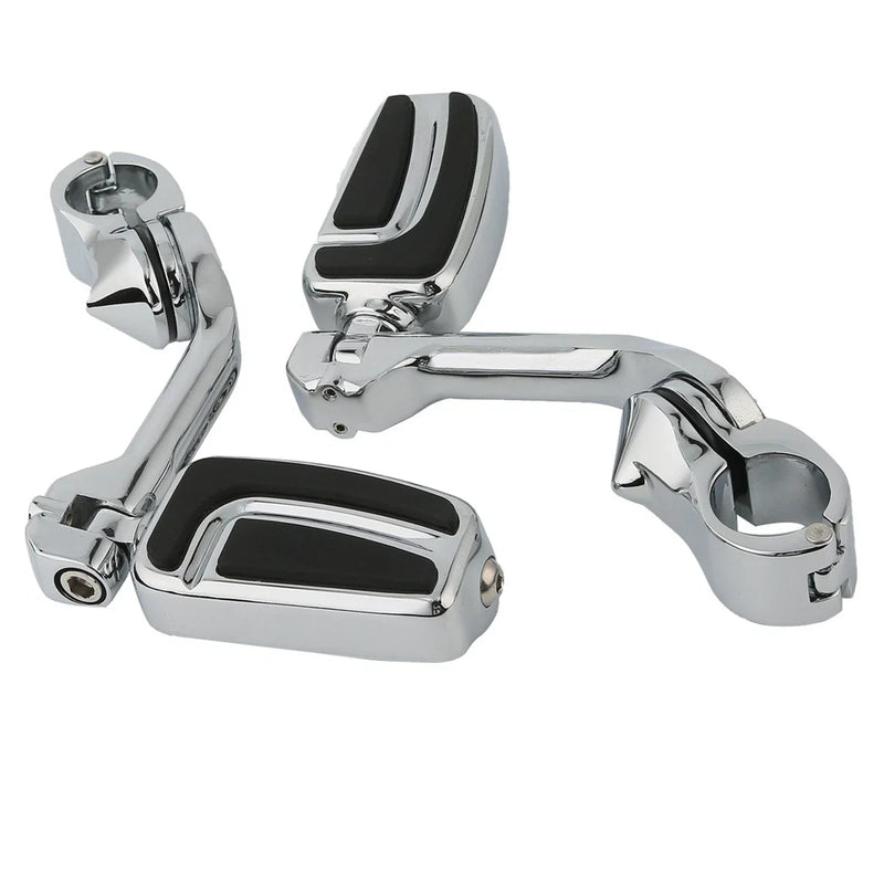 Harley 1-1/4" Long Angled Highway Bar Engine Guard Footpegs