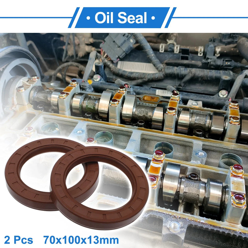 Car Oil Seal 70x100x13mm Seal Ring Rotary Shaft Seal FKM Rubber Brown 2 x