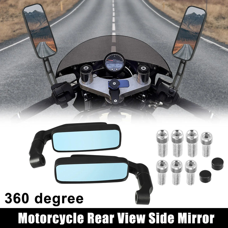 Motorcycle 1 Set 8mm 10mm Screw Thread Rearview Mirror Black