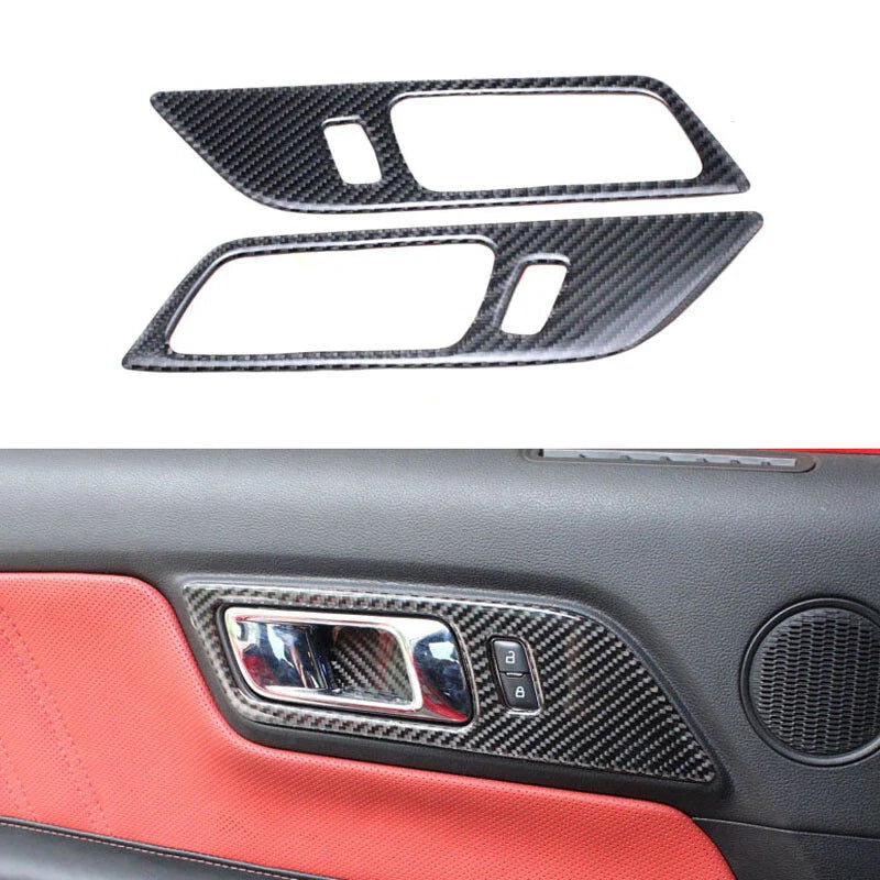 Ford Mustang 2015-2018 Carbon Fiber Interior Door Handle Cover Trim