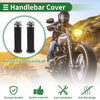 Universal Motorcycle 7/8" 22mm Motorcycle Hand Grip Cover Rubber Black Silver Tone