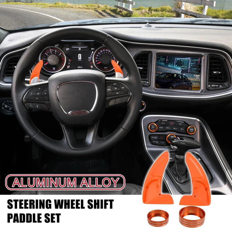 Dodge Charger Orange Paddle Shifter AC Volume Knob Cover Ring Trim (2011-2023)