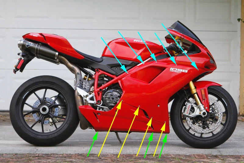 Ducati 1098 / 1198 / 848 18x Dzus Studs/Clips Fasteners Kit (2007–2013)