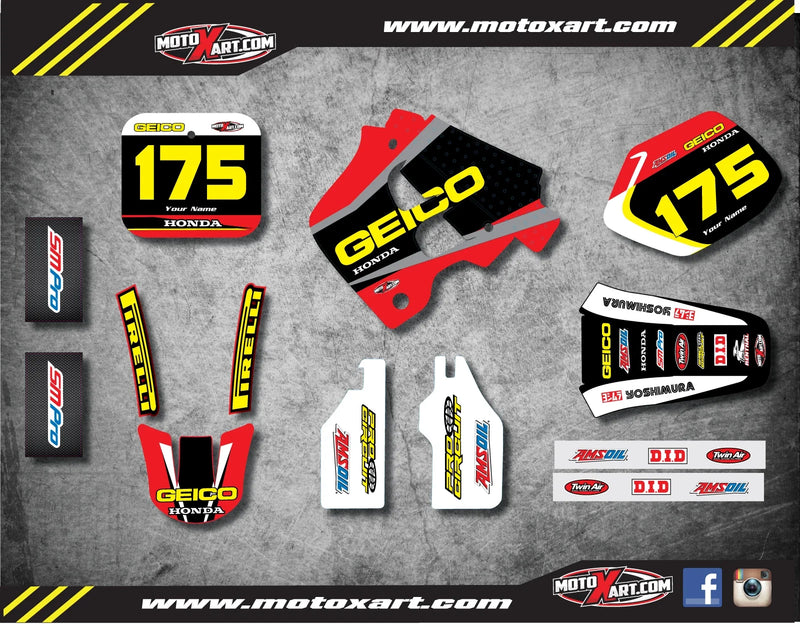 Honda CR 250 Full Custom Graphic Kit Decals (1990-1991)