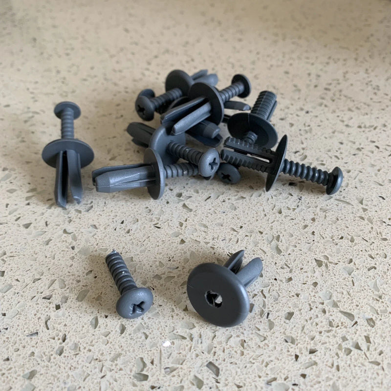 10x Clip Tornillo Panel Interior Parachoques Plástico Gris M8 8x19mm