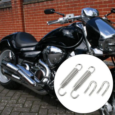 Set 39mm Motorcycle Exhaust Pipe Spring with 4 U Shape Hook Silver Tone
