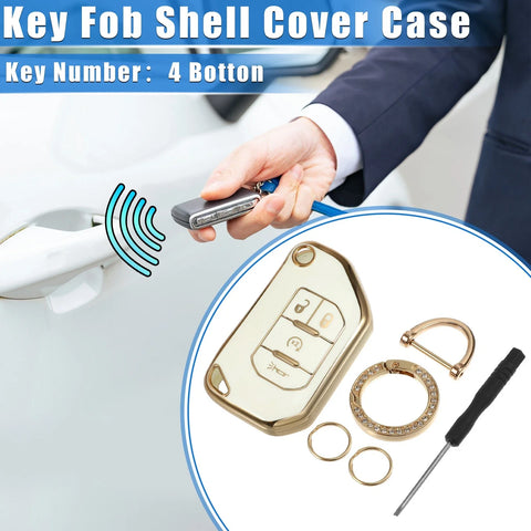 Jeep Wrangler 4 x Button Key Fob Shell Cover with Keychain (2018-2022)