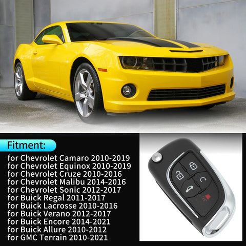 Chevrolet Camaro Equinox 5x Buttons Key Fob Shell Case Keyless (2010-2019)