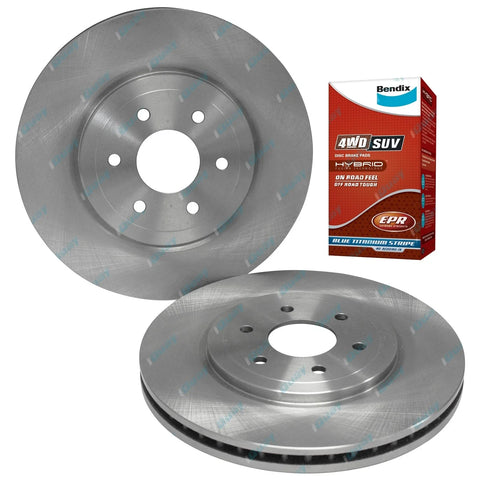 Nissan Navara D40 2005~2015 2 Front Disc Brake Rotors + 4WD Pads Pack