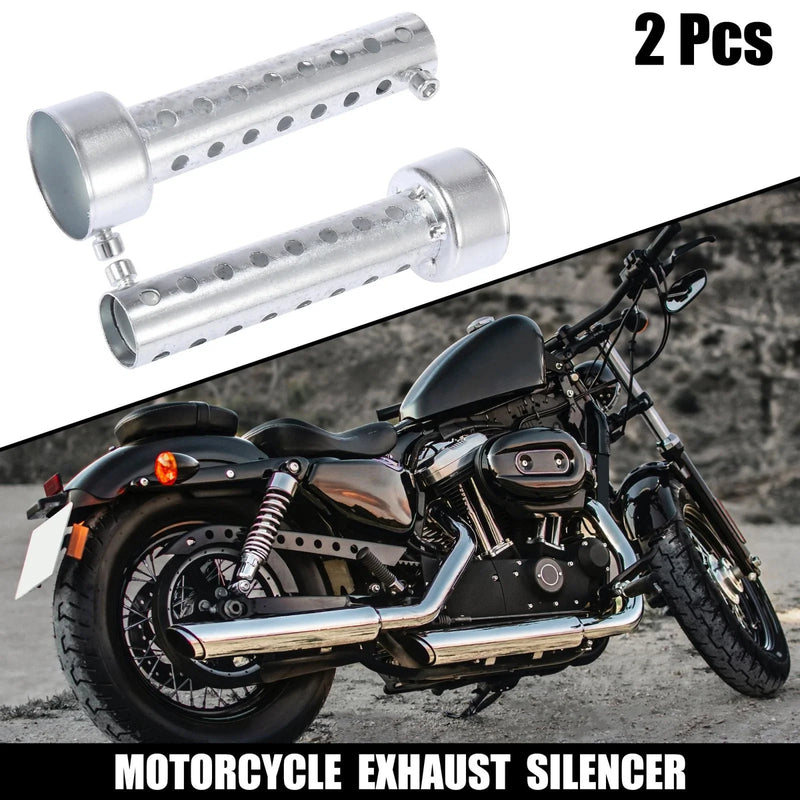 2 x 42mm Motorcycle Exhaust Silencer Exhaust Insert Muffler Pipe Silver Tone