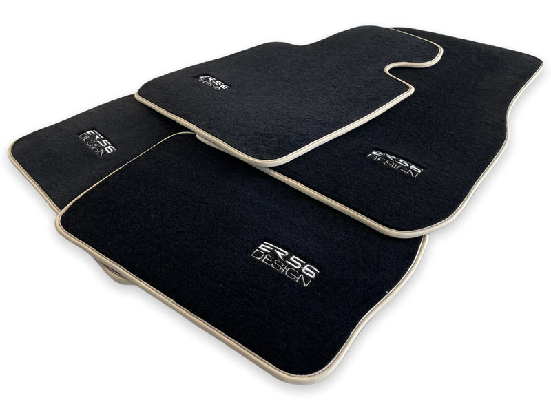 BMW M4 Series F83 (2014-2020) - Black Beige Rounds Premium Floor Mats