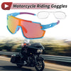 Motorcycle Riding Goggles Multicolor Lens Blue Frame Shades Glasses