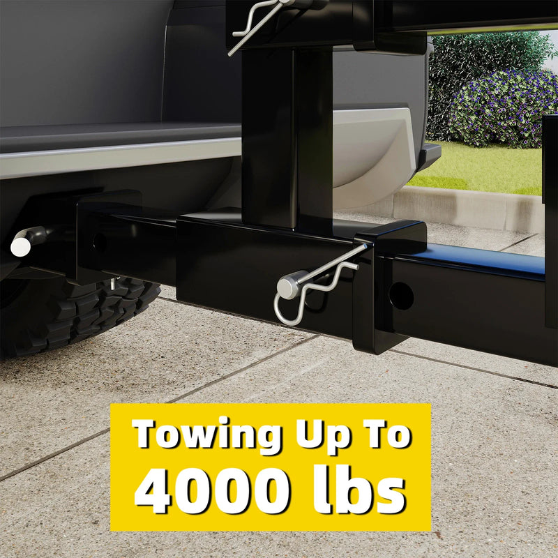 Dual 2in Trailer Hitch Receiver Rise-Drop Extender Adapter 4000LB Black