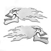 Motorbike-Motorcycle Silver 2 x Flaming Skull 3D Gel Sticker Decal L+R