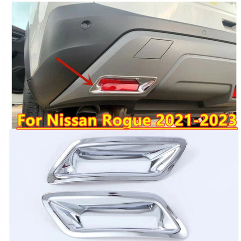 Nissan Rogue 2 x Chrome Rear Fog Light Lamp Cover Decor Trim (2021–2023)