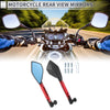 Motorcycle Black Red Aluminum Alloy 1 Set M8/M10 Rear View Mirrors