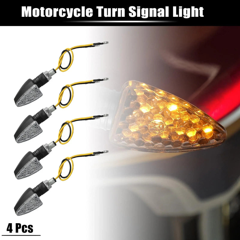 Motorcycle 4 x Motorcycle Turn Signal Lights Amber 12V LED Housing