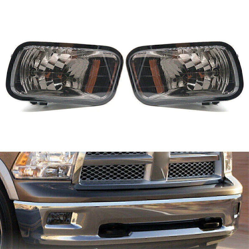 Dodge Ram 1500 2500 3500 Black Front Fog Light Lamps (2009-2012)