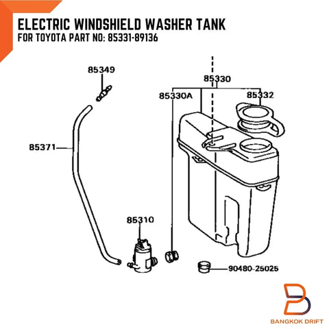 Toyota Hilux 4Runner Windshield Washer Tank Pump (1989-1997)