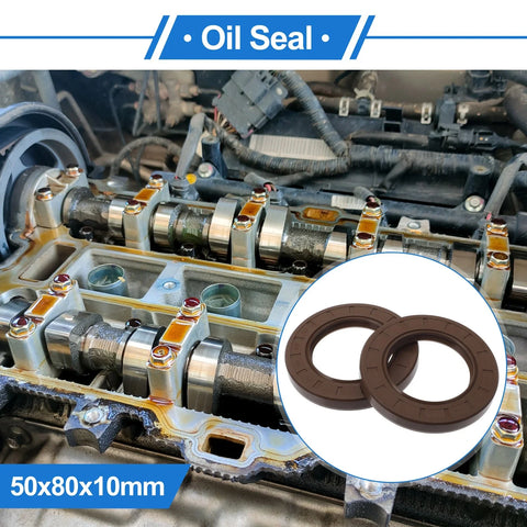 Oil Seal 2 x Pcs Rotary Shaft Seal 50x80x10mm Brown FKM Rubber