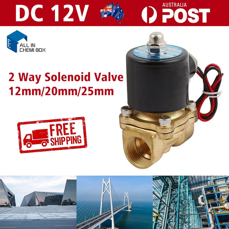 Water Air Brass DC 12V Normally Closed Electric Solenoid Valve