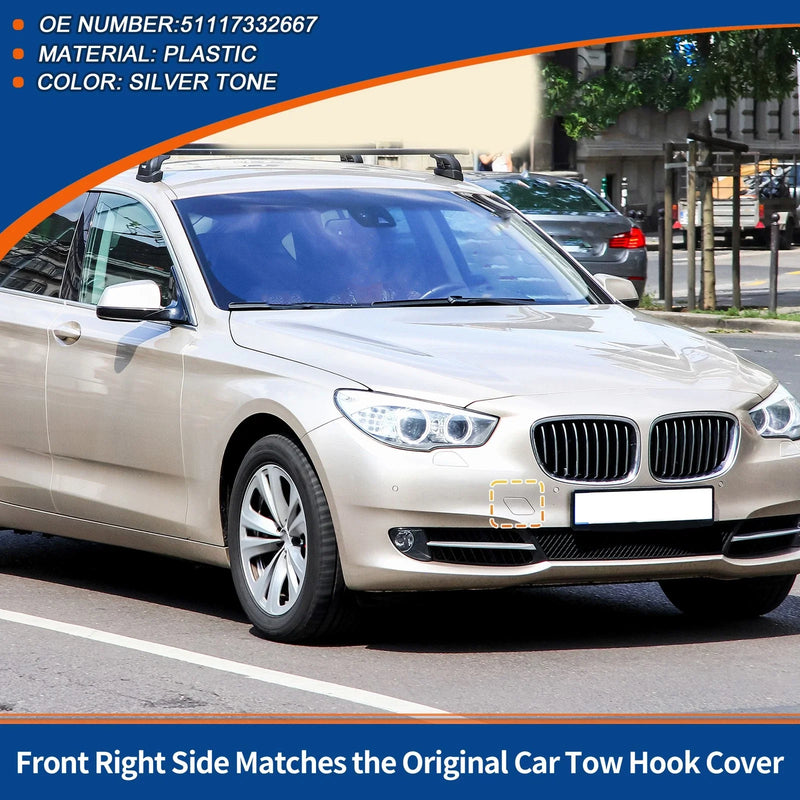 BMW 535i GT Silver Tone Tow Hook Cover Front Right