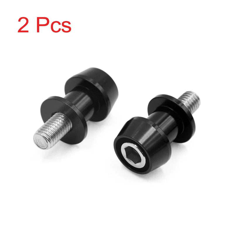2 x 10mm Thread Dia Black Swingarm Arm Spool Motorcycle Slider Stand Bobbins