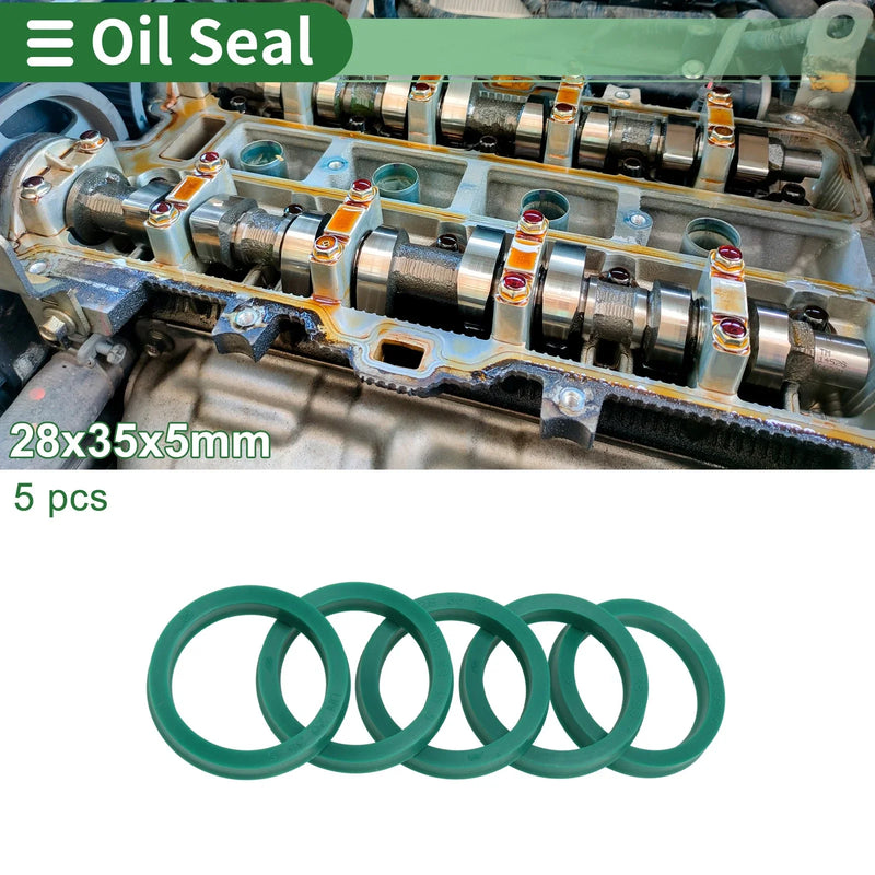 MakeModel Oil Seal 28x35x5mm 5 Pcs Rotary Shaft Seal TPU High Pressure Green