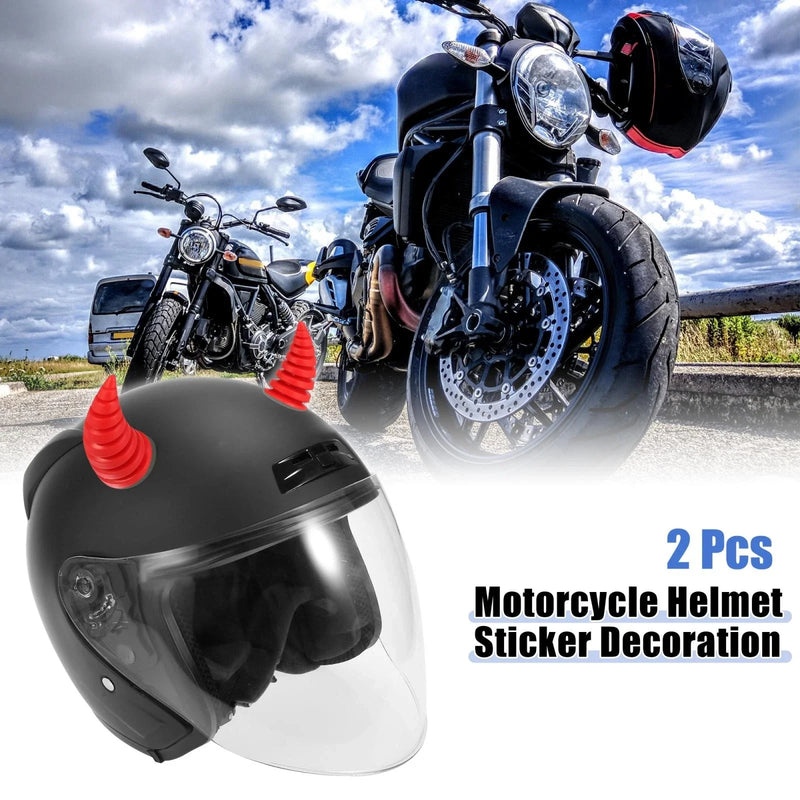 Car 2 x Helmet Threaded Bull Horn Style Decoration Suction Cup Red