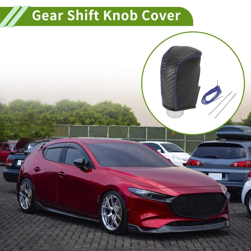 Mazda 3 (2014-2018) Black Carbon Fiber Blue Car Gear Shift Knob Cover
