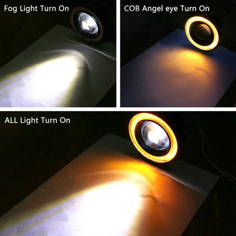 ATV Truck Car 2 x 2.5" Round Amber Angel Eye Halo LED Projector Fog Lights