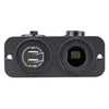Power Socket Dual USB-A & Cig Lighter Ports Flush Mount Black Relaxn 12/24V