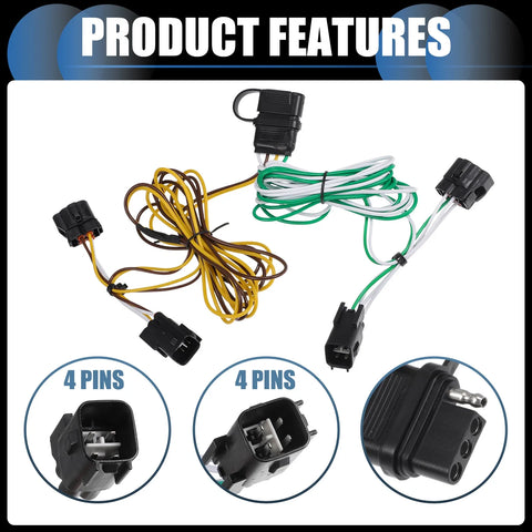 Dodge Ram 1500 1 Set 4-Pin Trailer Wiring Harness Kit (1995-2001)