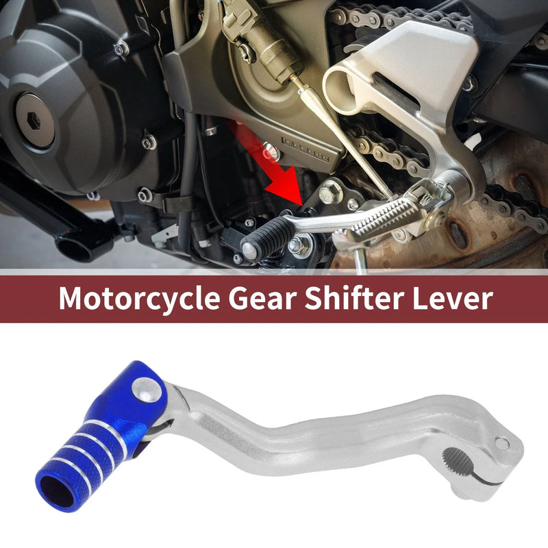 Bosuer M4 Folding Motorcycle Gear Shifter Lever - Silver Tone Blue