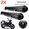 Honda CB350 CB360 2 x Black Cafe Reverse Cone Megaphone Exhaust Pipe